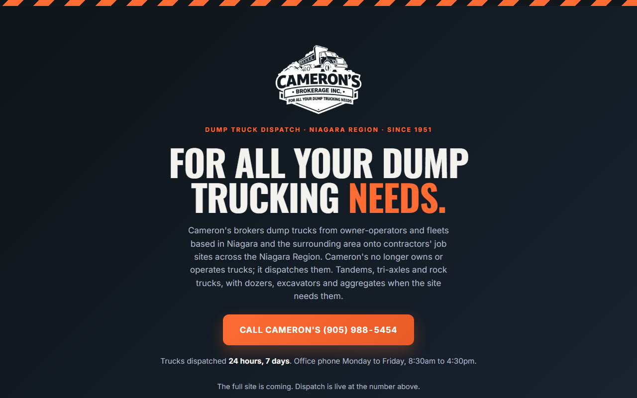 Cameron's Brokerage website screenshot