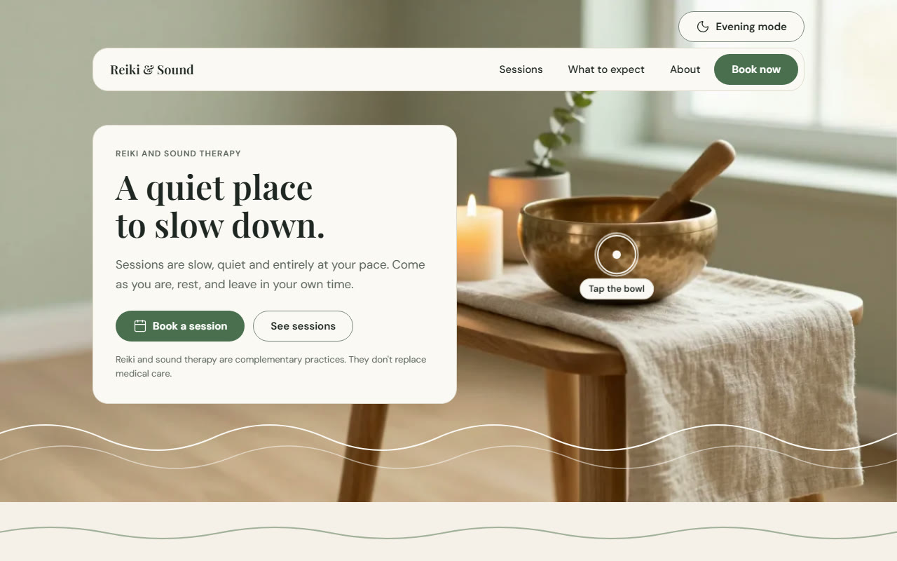 Reiki & Sound website screenshot